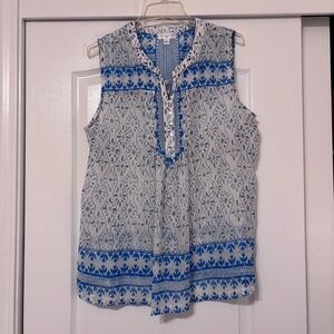 Studio JPR Blue and White Sleeveless see through Top